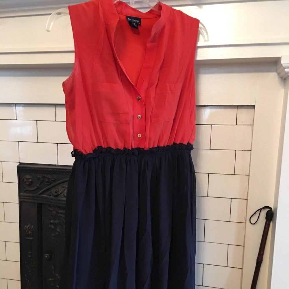 Orange and navy dress